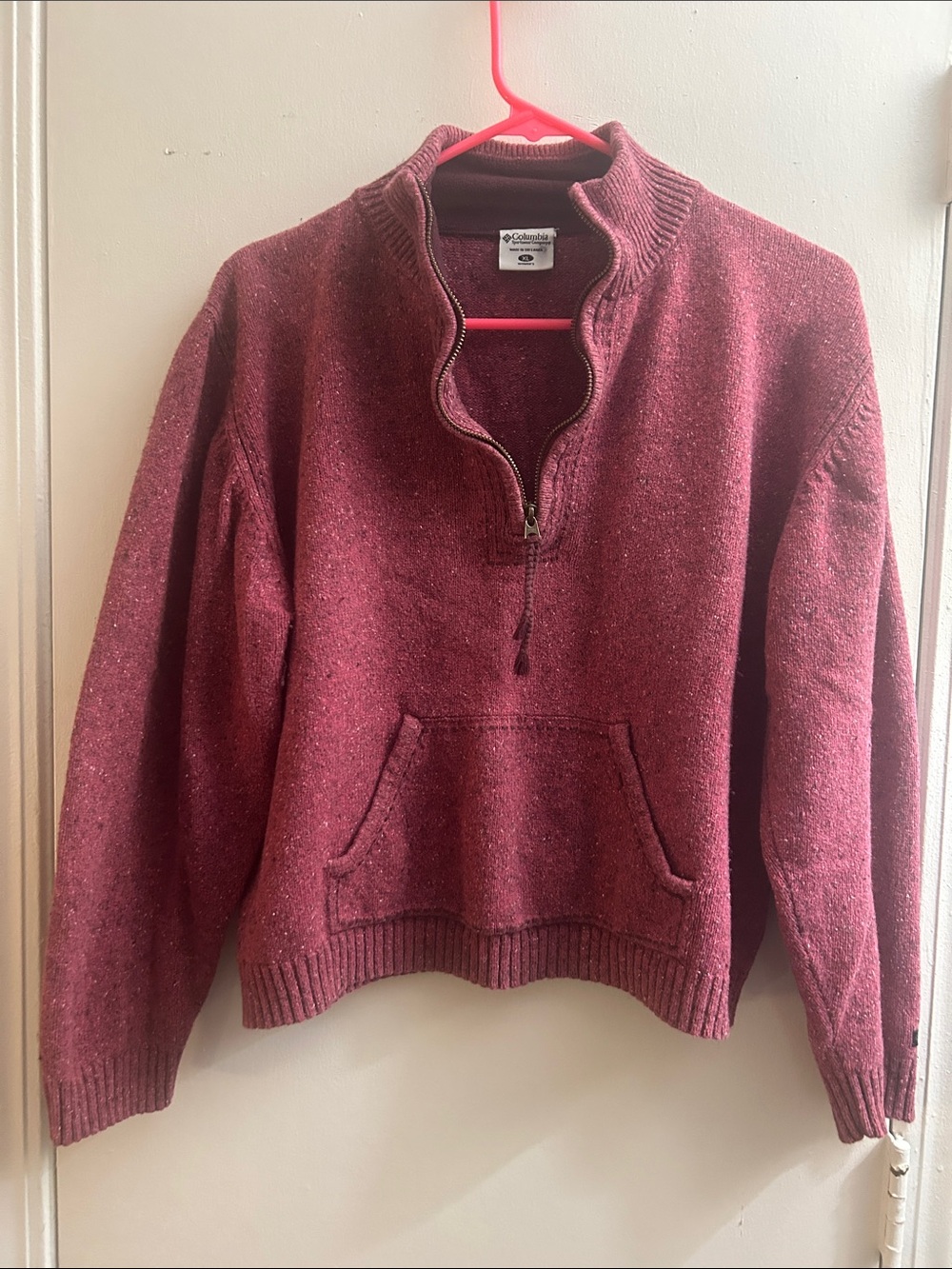Columbia Half-Zip Sweater in Maroon